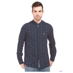 Ed Hardy | Men’s Patterned Weave Slim Fit Long Sleeve Mandarin Collar Shirt | XL